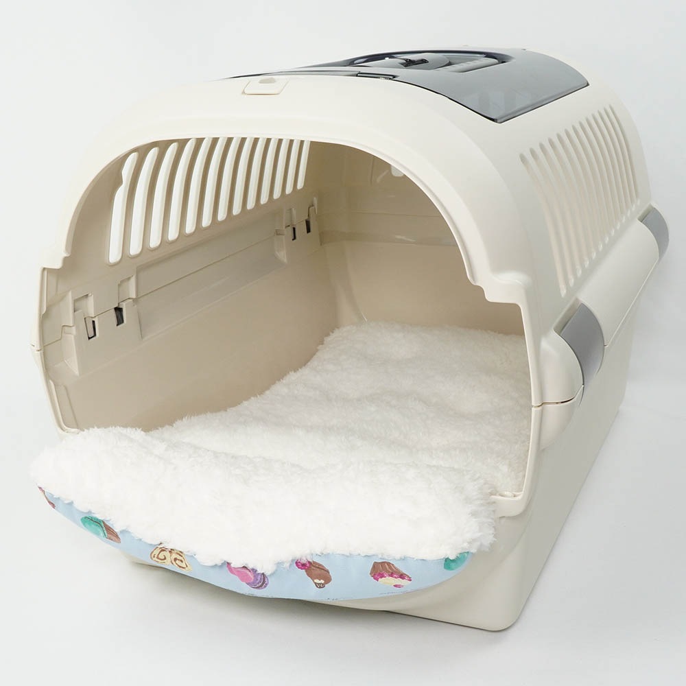 あごのせ縁無しクッション/クレートクッション マカロンブルーファー Mサイズ