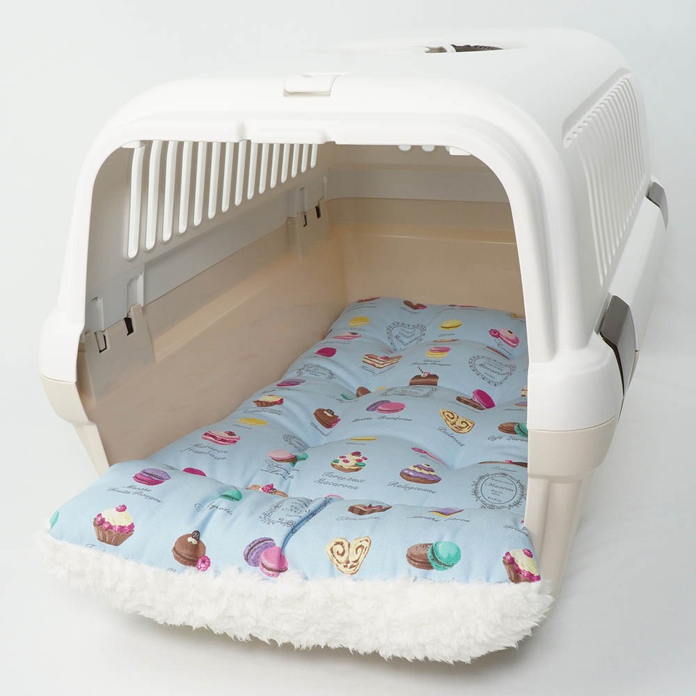 あごのせ縁無しクッション/クレートクッション マカロンブルーファー Mサイズ