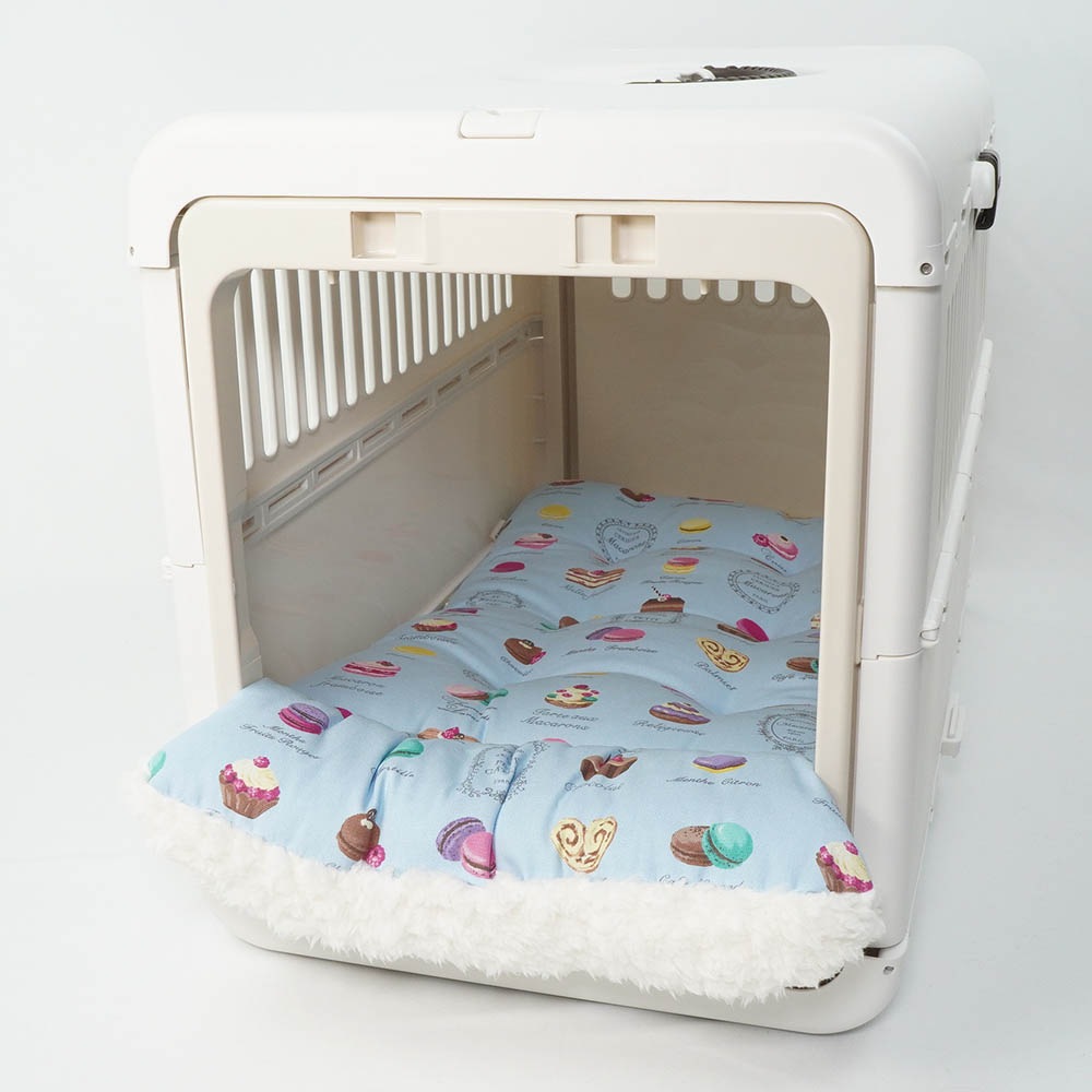 あごのせ縁無しクッション/クレートクッション マカロンブルーファー Mサイズ