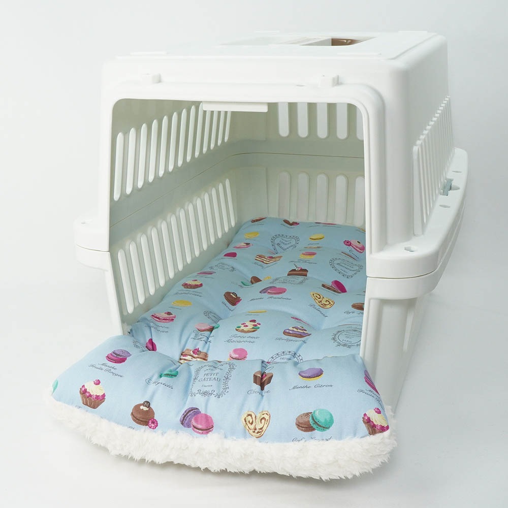 あごのせ縁無しクッション/クレートクッション マカロンブルーファー Mサイズ