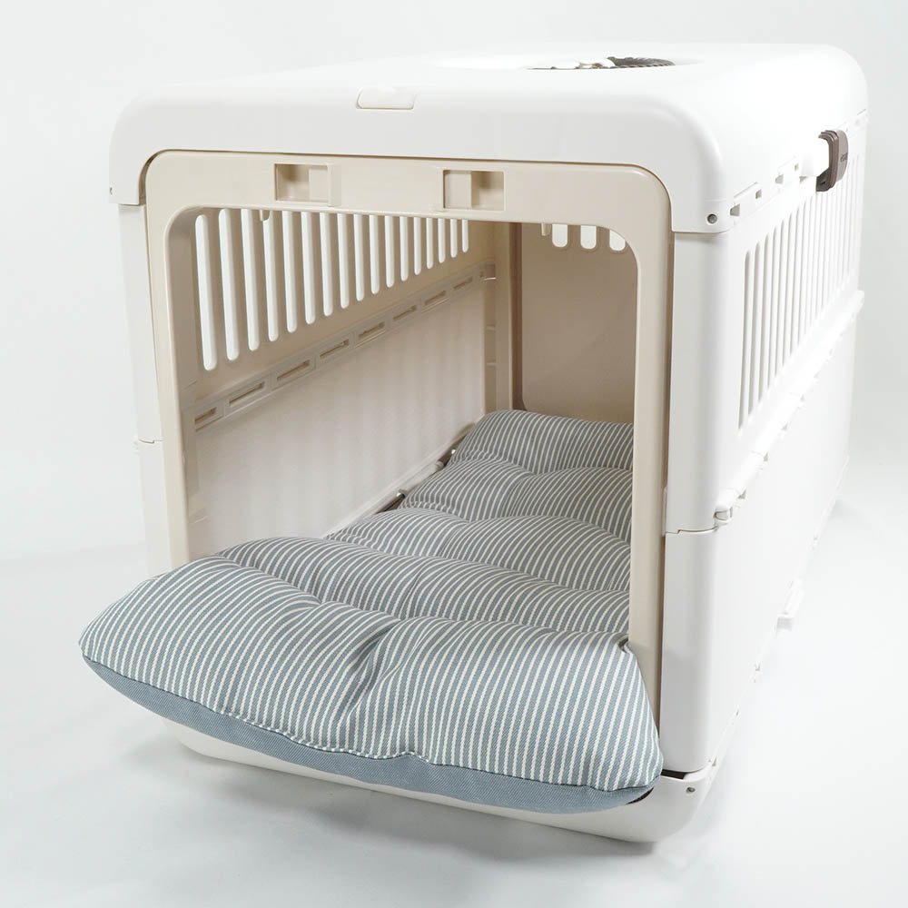 あごのせ縁無しクッション/クレートクッション 10オンスヒッコリーデニムサックス Mサイズ