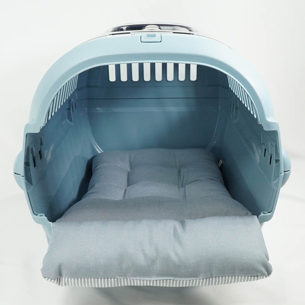 あごのせ縁無しクッション/クレートクッション 10オンスヒッコリーデニムサックス Mサイズ