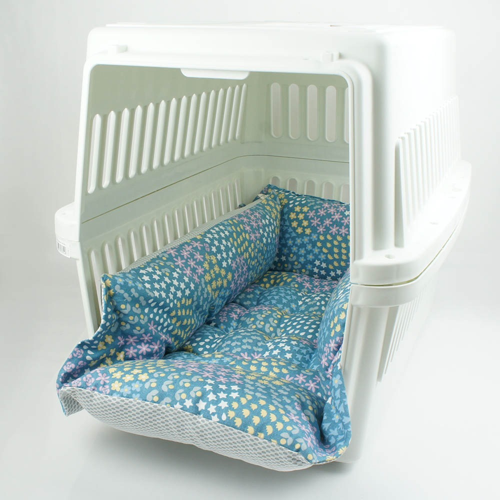 ペットが喜ぶ 夏用キャリークッションベッド iCOLD 接触冷感 NINAクッカタルハ ブルー Ｌサイズ