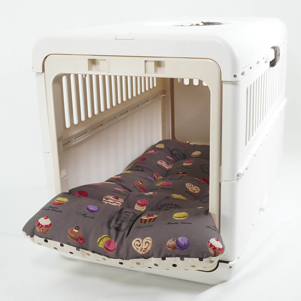 あごのせ縁無しクッション/クレートクッション マカロンチョコドット Mサイズ