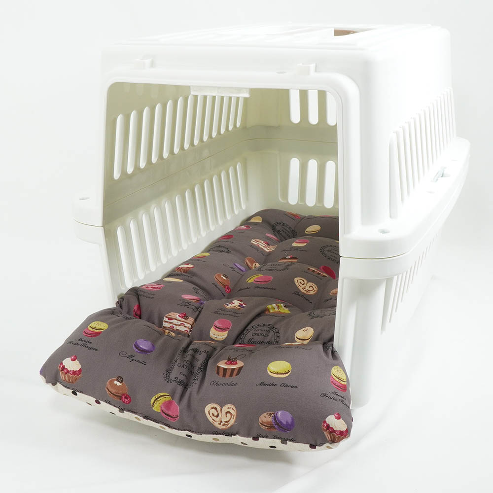 あごのせ縁無しクッション/クレートクッション マカロンチョコドット Mサイズ