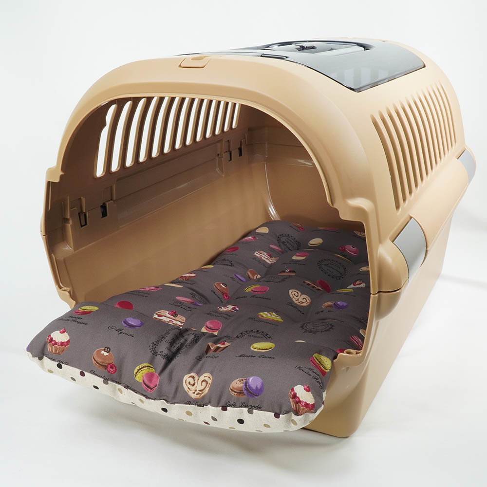 あごのせ縁無しクッション/クレートクッション マカロンチョコドット Mサイズ