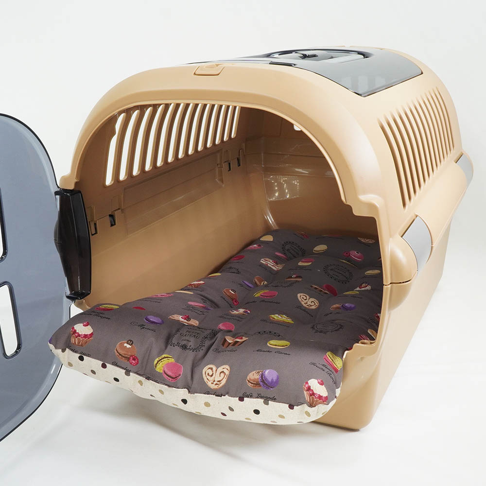 あごのせ縁無しクッション/クレートクッション マカロンチョコドット Mサイズ