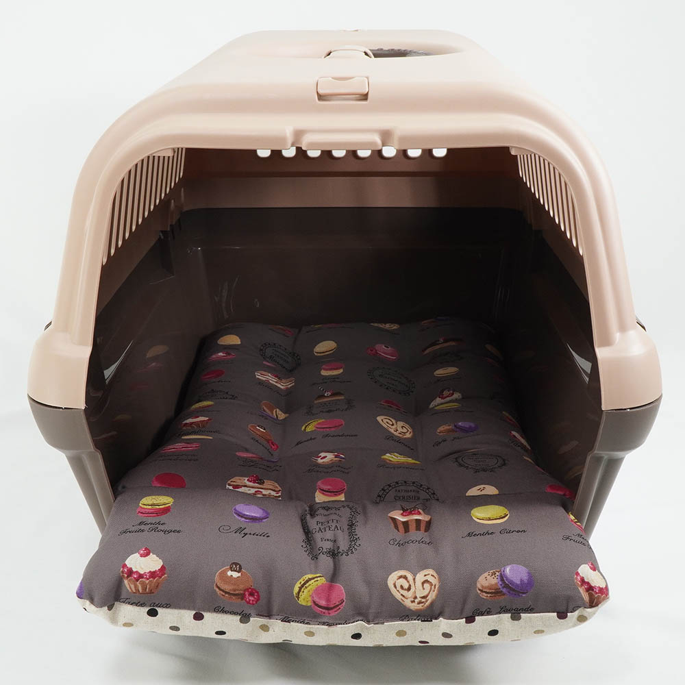 あごのせ縁無しクッション/クレートクッション マカロンチョコドット Mサイズ