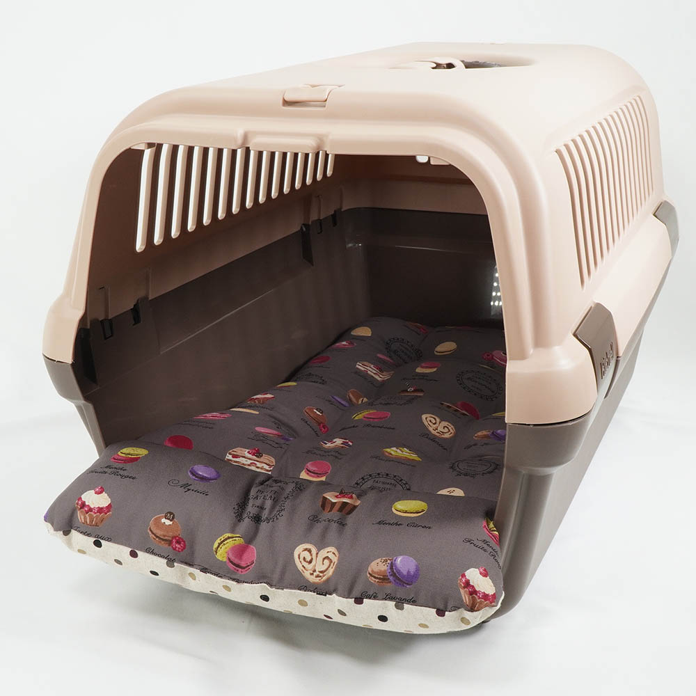 あごのせ縁無しクッション/クレートクッション マカロンチョコドット Mサイズ