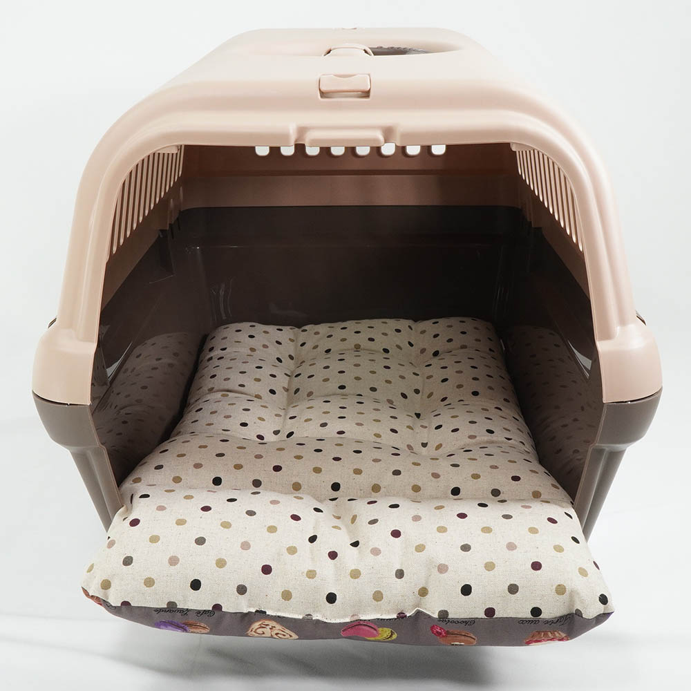 あごのせ縁無しクッション/クレートクッション マカロンチョコドット Mサイズ