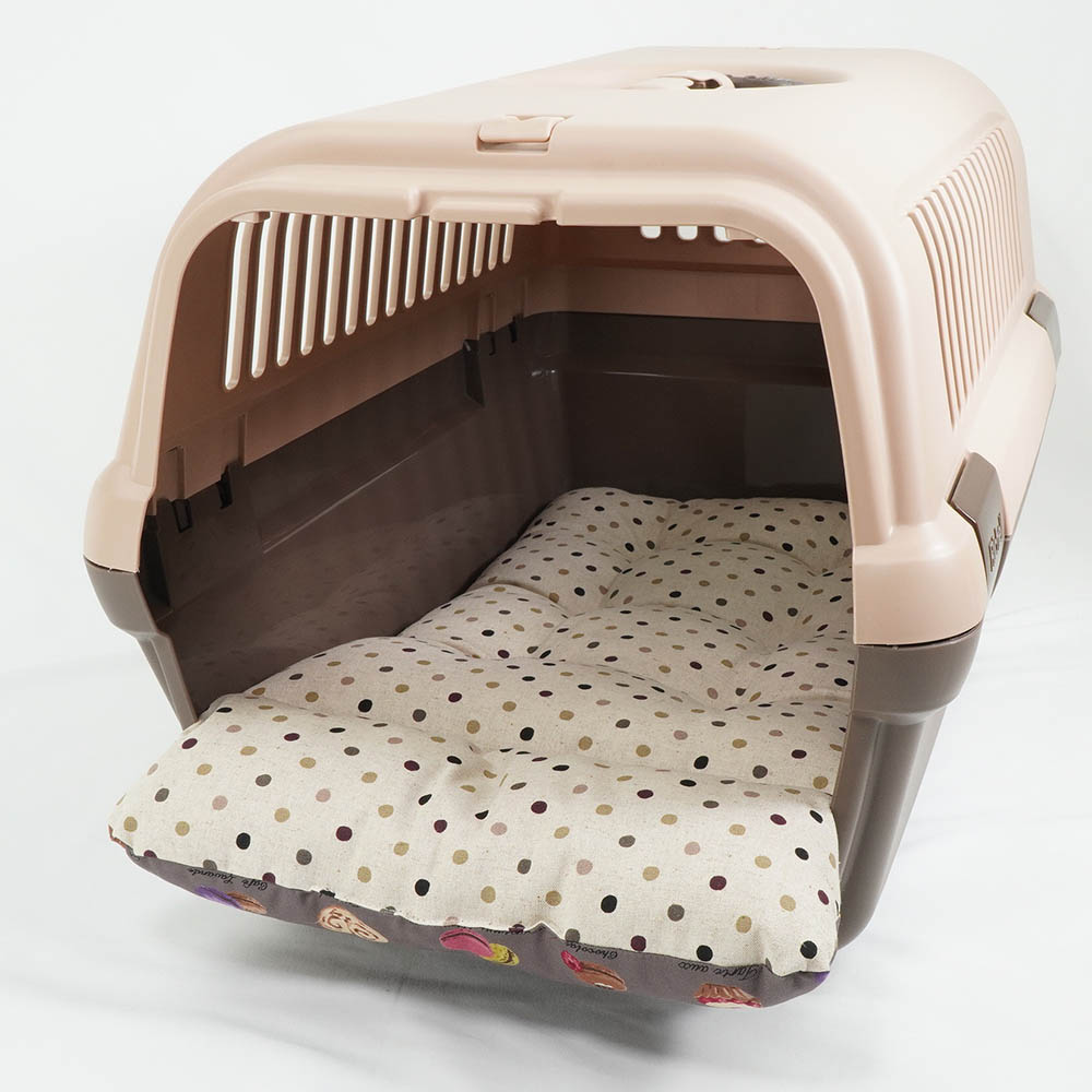 あごのせ縁無しクッション/クレートクッション マカロンチョコドット Mサイズ