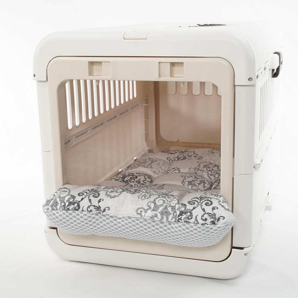 夏用 あごのせ縁無しクッション iCOLD 接触冷感 ヴィンテージダマスク グレー Sサイズ