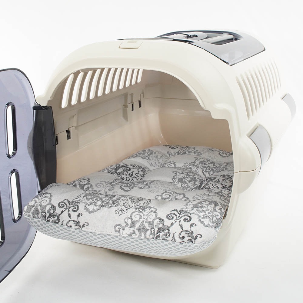 夏用 あごのせ縁無しクッション iCOLD 接触冷感 ヴィンテージダマスク グレー Sサイズ