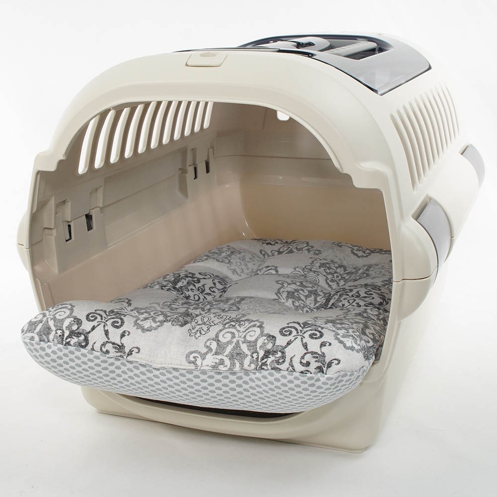 夏用 あごのせ縁無しクッション iCOLD 接触冷感 ヴィンテージダマスク グレー Sサイズ