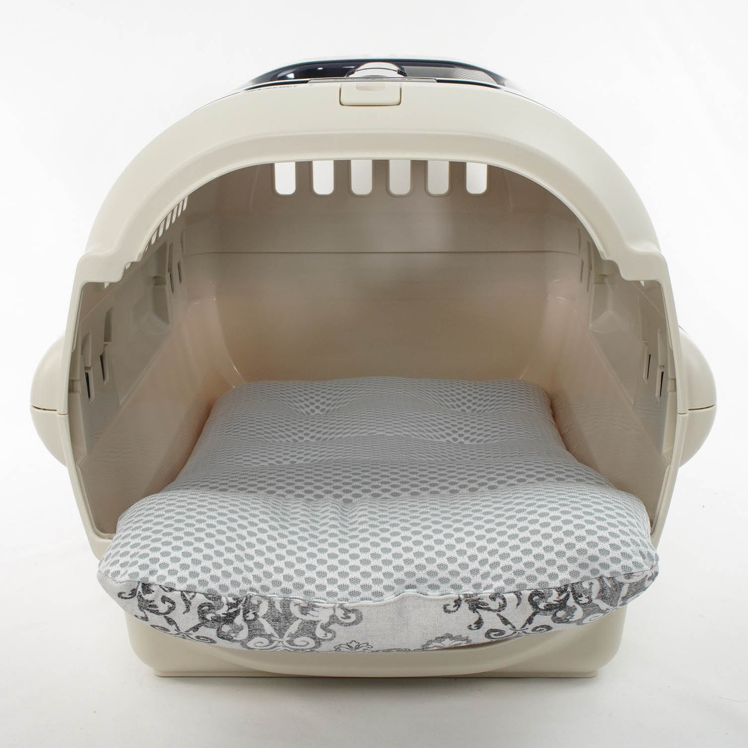 夏用 あごのせ縁無しクッション iCOLD 接触冷感 ヴィンテージダマスク グレー Sサイズ