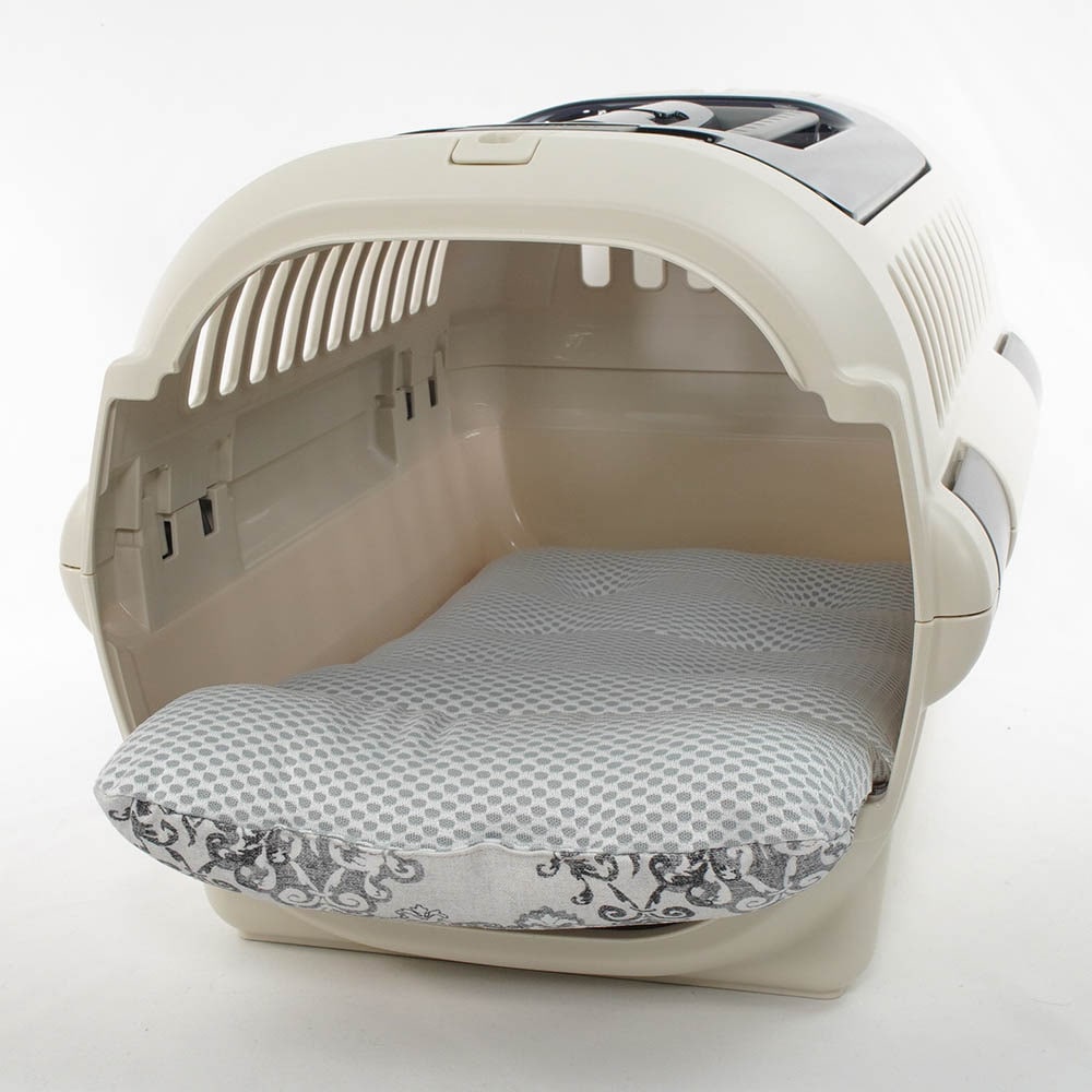 夏用 あごのせ縁無しクッション iCOLD 接触冷感 ヴィンテージダマスク グレー Sサイズ