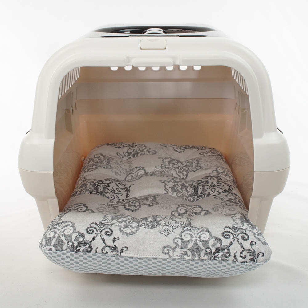 夏用 あごのせ縁無しクッション iCOLD 接触冷感 ヴィンテージダマスク グレー Sサイズ