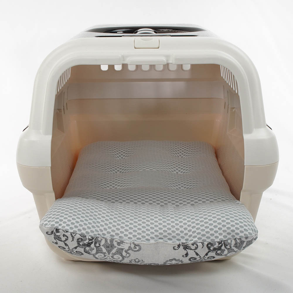 夏用 あごのせ縁無しクッション iCOLD 接触冷感 ヴィンテージダマスク グレー Sサイズ