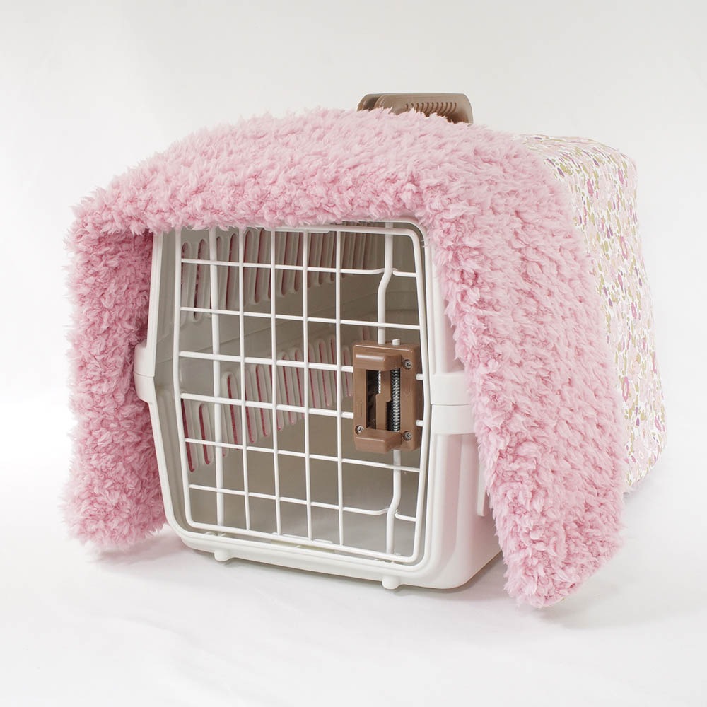 あったか3WAY キャリーカバーブランケット リバティプリント Betsy ピンクファー<マルチ幅> Sサイズ(トグルボタン付き)