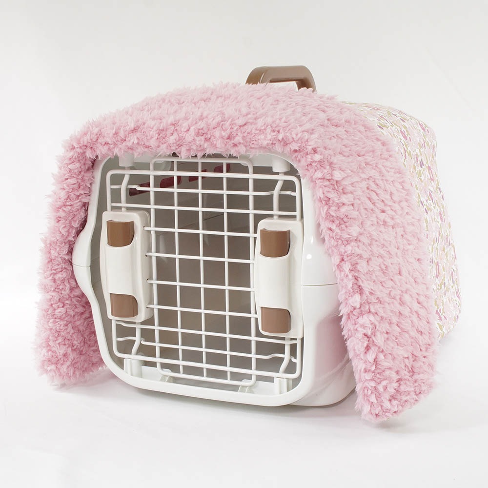 あったか3WAY キャリーカバーブランケット リバティプリント Betsy ピンクファー<マルチ幅> Sサイズ(トグルボタン付き)