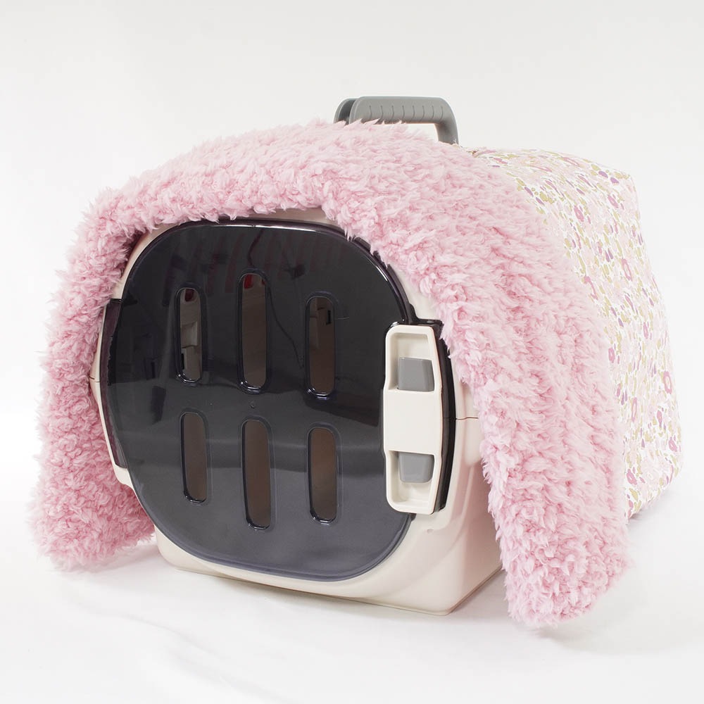 あったか3WAY キャリーカバーブランケット リバティプリント Betsy ピンクファー<マルチ幅> Sサイズ(トグルボタン付き)