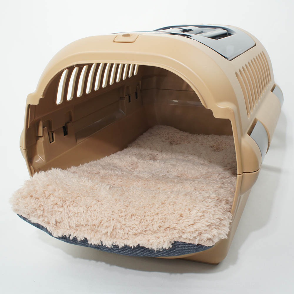 あごのせ縁無しクッション/クレートクッション 10オンスデニムネイビーファー Sサイズ