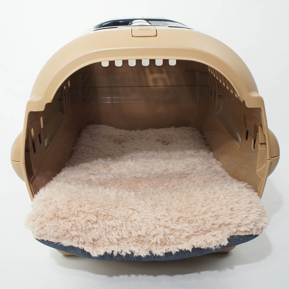 あごのせ縁無しクッション/クレートクッション 10オンスデニムネイビーファー Sサイズ