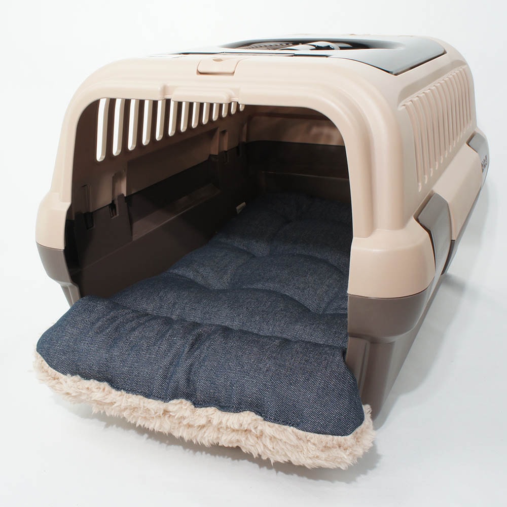 あごのせ縁無しクッション/クレートクッション 10オンスデニムネイビーファー Sサイズ