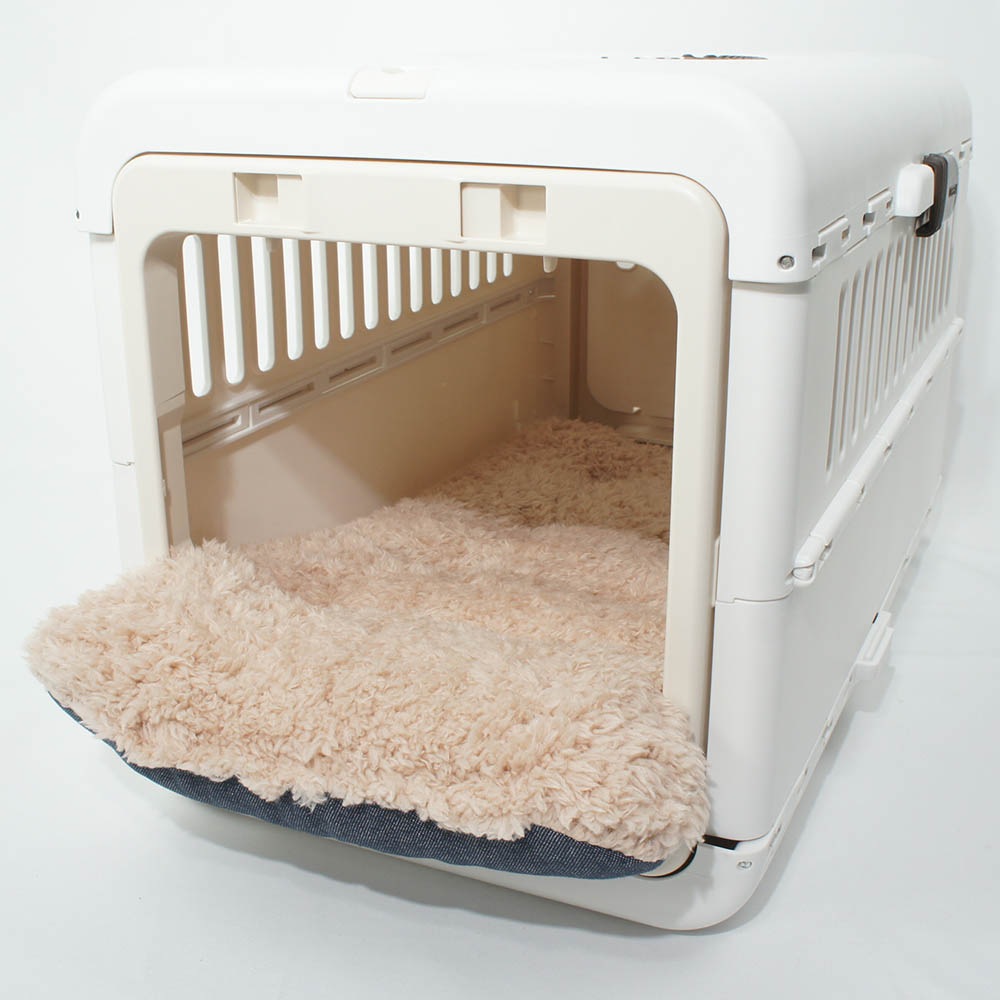 あごのせ縁無しクッション/クレートクッション 10オンスデニムネイビーファー Sサイズ