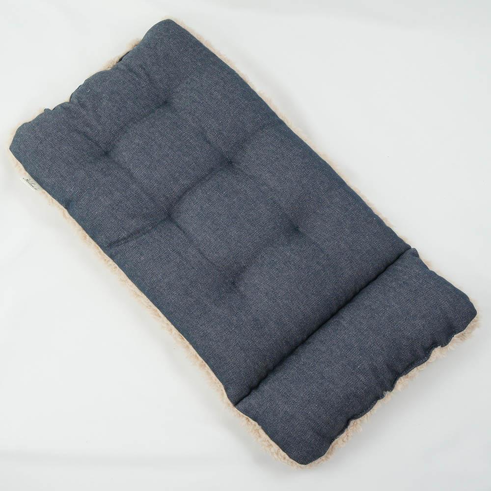 あごのせ縁無しクッション/クレートクッション 10オンスデニムネイビーファー Sサイズ