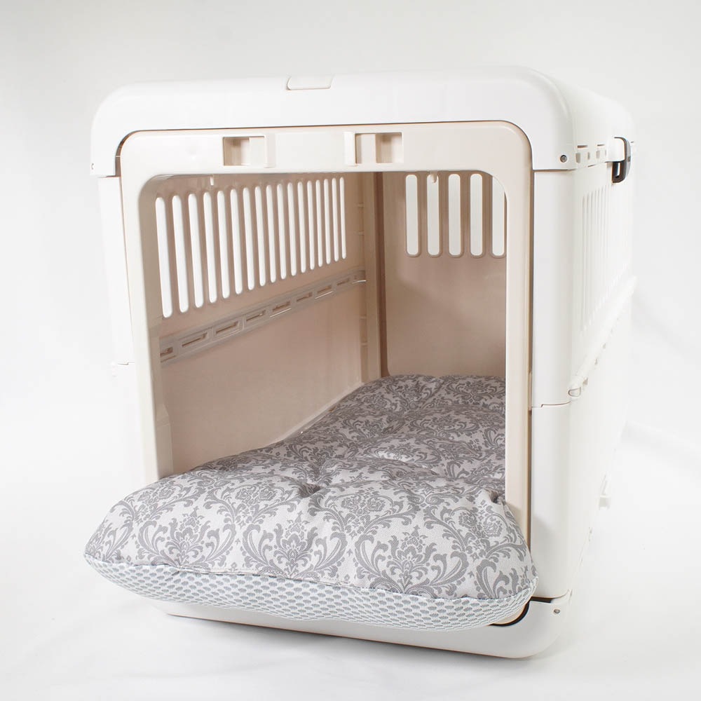 【500円OFF】DOME3レギュラー/ラージ両対応クッションセット 夏用ぷくぷく あごのせクッション＋夏用あごのせ縁無しクッション Mサイズ 東洋紡iCOLD 接触接触冷感 ダマスク グレー