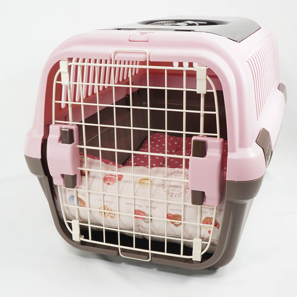 あごのせ縁無しクッション/クレートクッション マカロンピンクドット Mサイズ