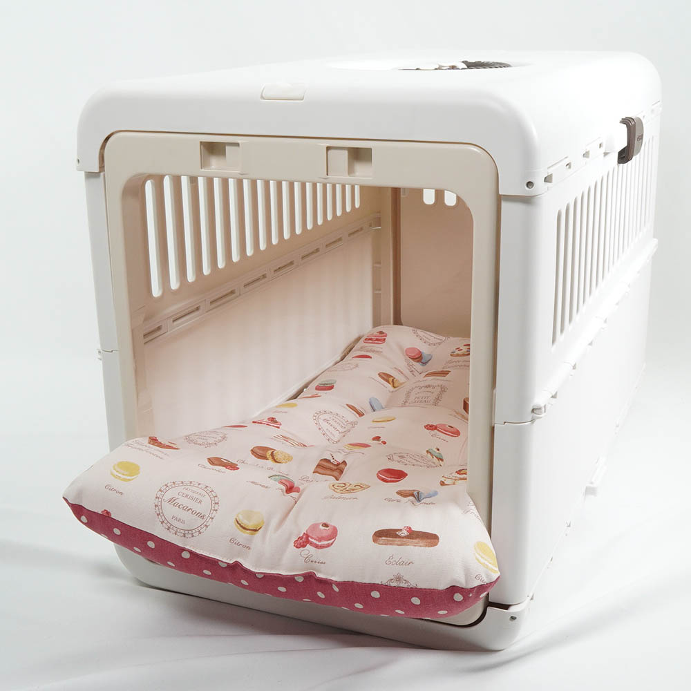 あごのせ縁無しクッション/クレートクッション マカロンピンクドット Mサイズ