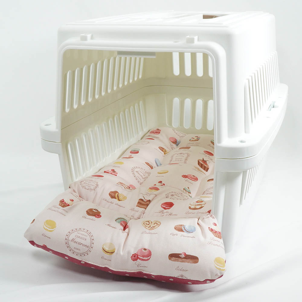 あごのせ縁無しクッション/クレートクッション マカロンピンクドット Mサイズ