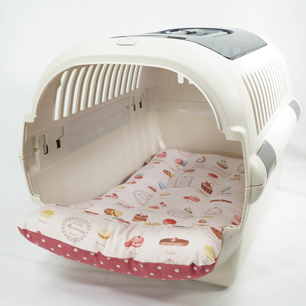 あごのせ縁無しクッション/クレートクッション マカロンピンクドット Mサイズ