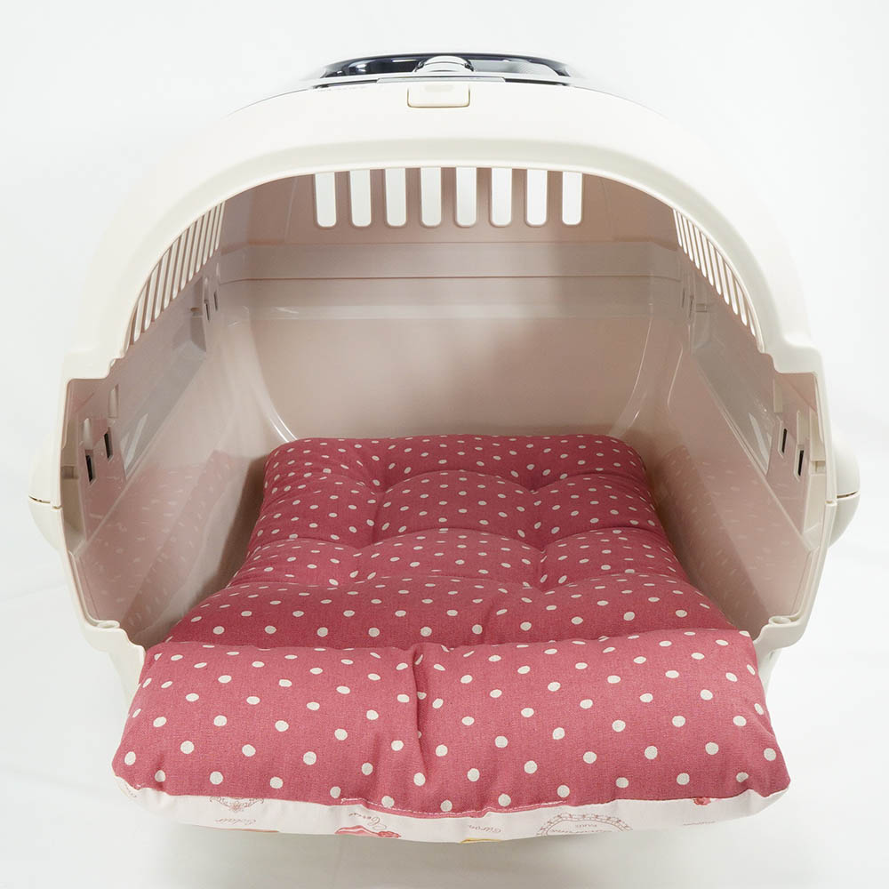 あごのせ縁無しクッション/クレートクッション マカロンピンクドット Mサイズ