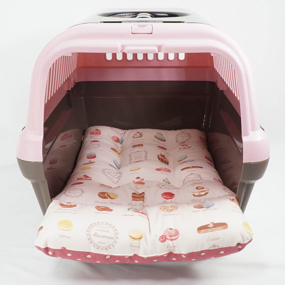 あごのせ縁無しクッション/クレートクッション マカロンピンクドット Mサイズ