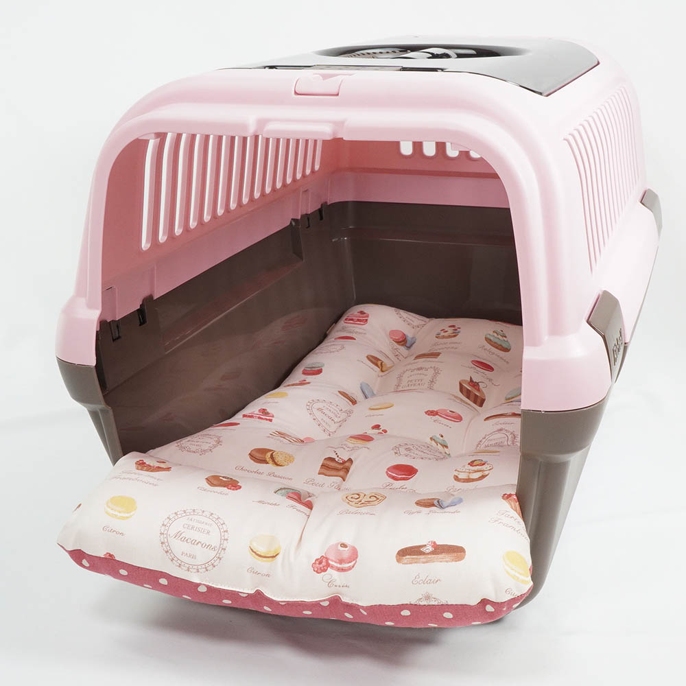 あごのせ縁無しクッション/クレートクッション マカロンピンクドット Mサイズ