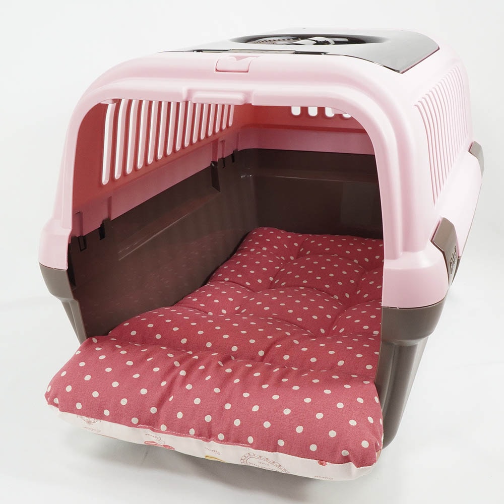 あごのせ縁無しクッション/クレートクッション マカロンピンクドット Mサイズ