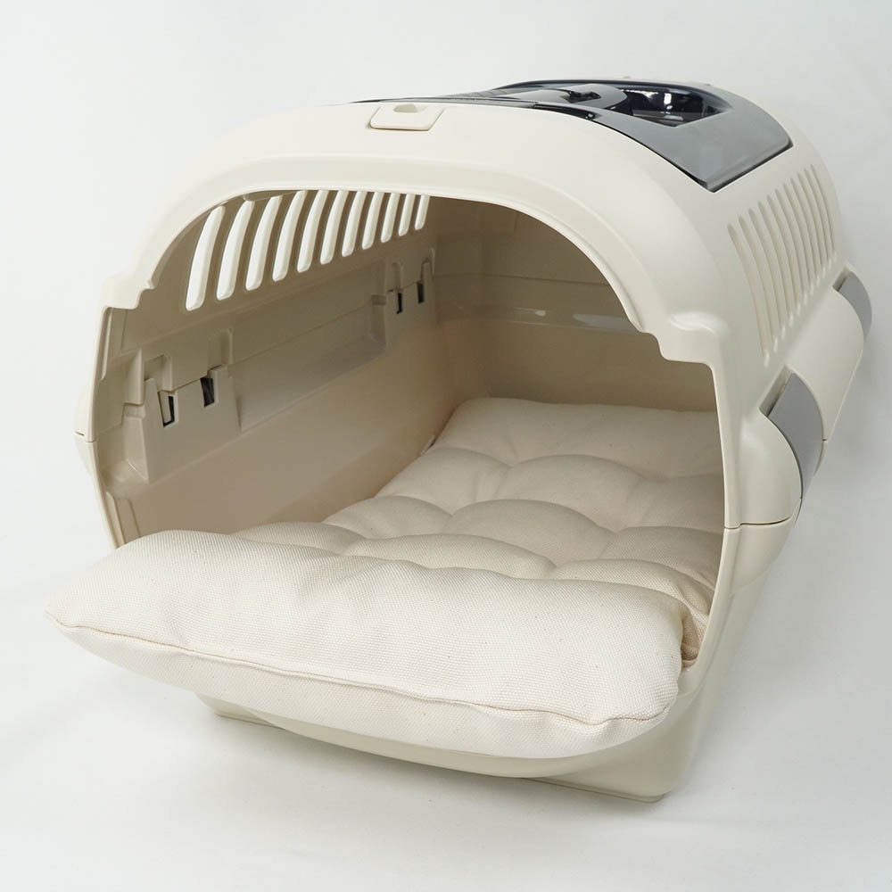 あごのせ縁無しクッション/クレートクッション カミカミ大好きちゃん用 8号帆布生地 生成 Sサイズ