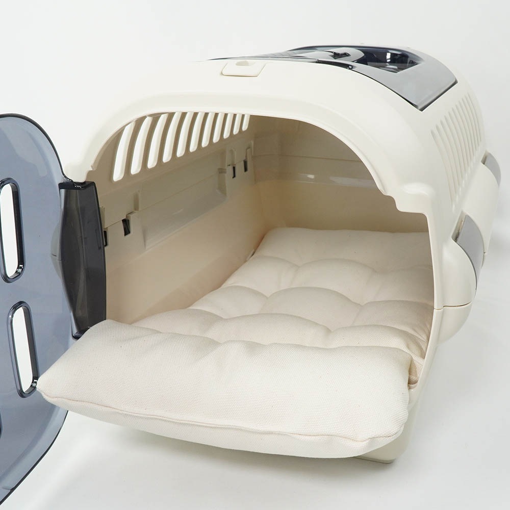 あごのせ縁無しクッション/クレートクッション カミカミ大好きちゃん用 8号帆布生地 生成 Sサイズ