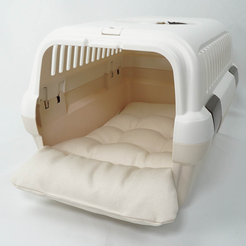 あごのせ縁無しクッション/クレートクッション カミカミ大好きちゃん用 8号帆布生地 生成 Sサイズ