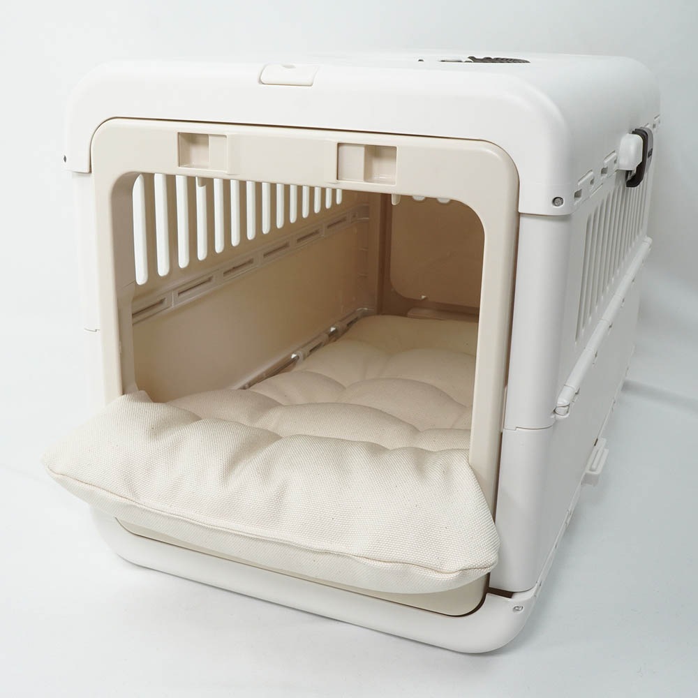 あごのせ縁無しクッション/クレートクッション カミカミ大好きちゃん用 8号帆布生地 生成 Sサイズ