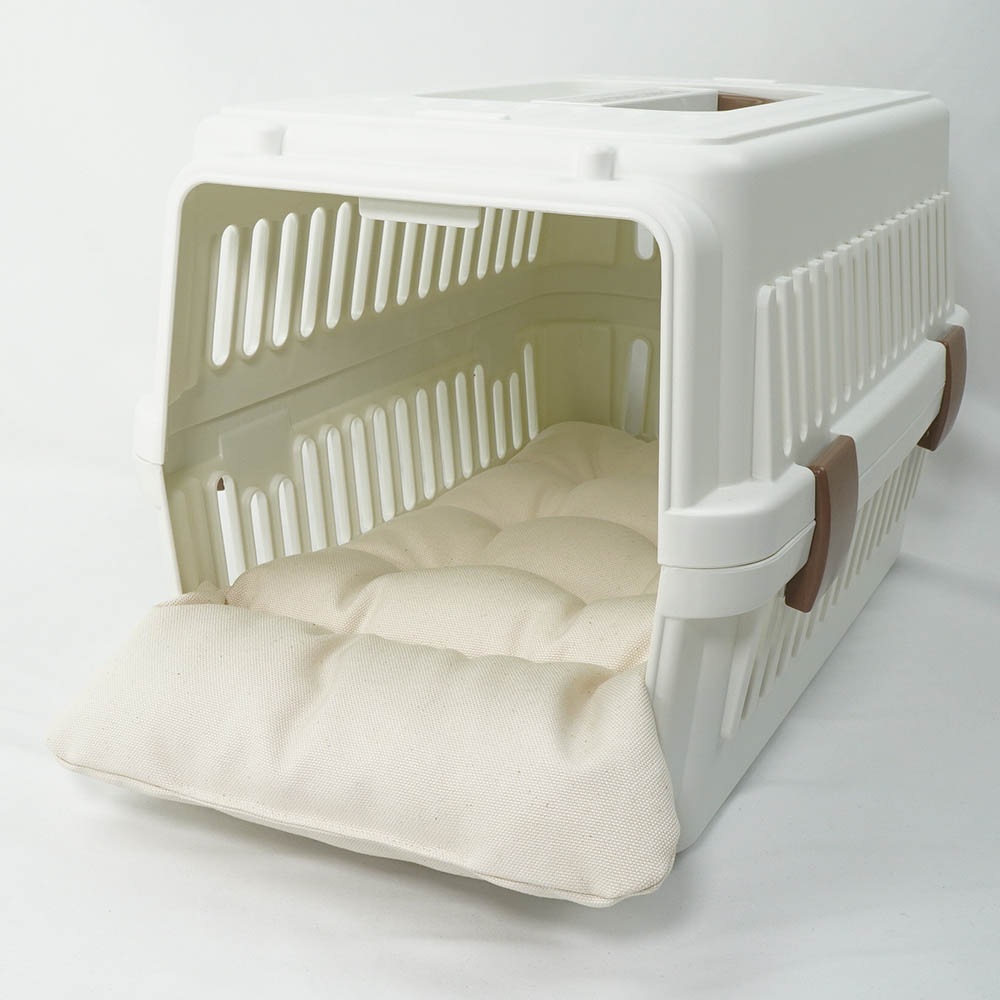 あごのせ縁無しクッション/クレートクッション カミカミ大好きちゃん用 8号帆布生地 生成 Sサイズ