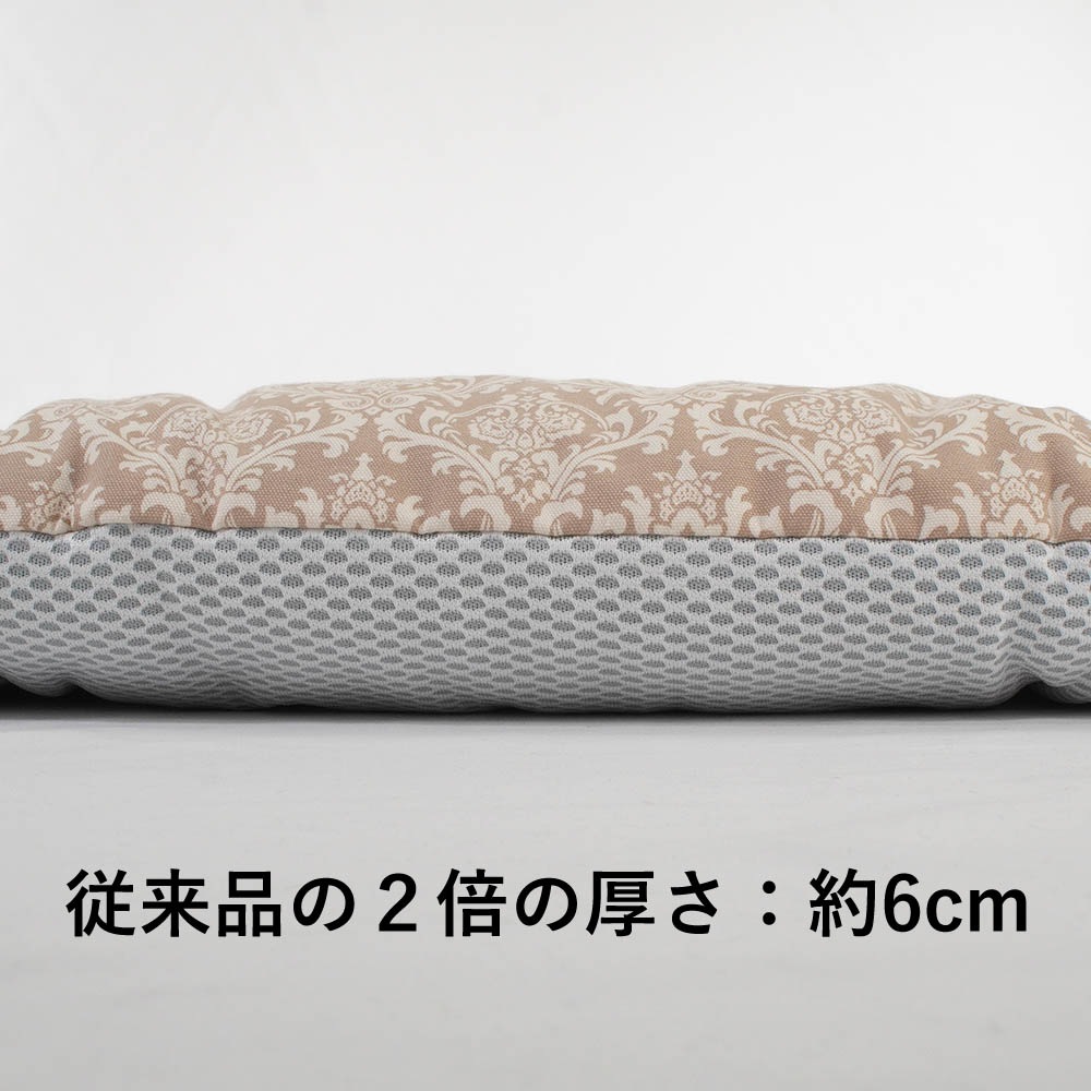 【500円OFF】DOME3レギュラー/ラージ両対応クッションセット 夏用ぷくぷく あごのせクッション+夏用あごのせ縁無しクッション Mサイズ 東洋紡iCOLD 接触接触冷感 ダマスク ベージュ