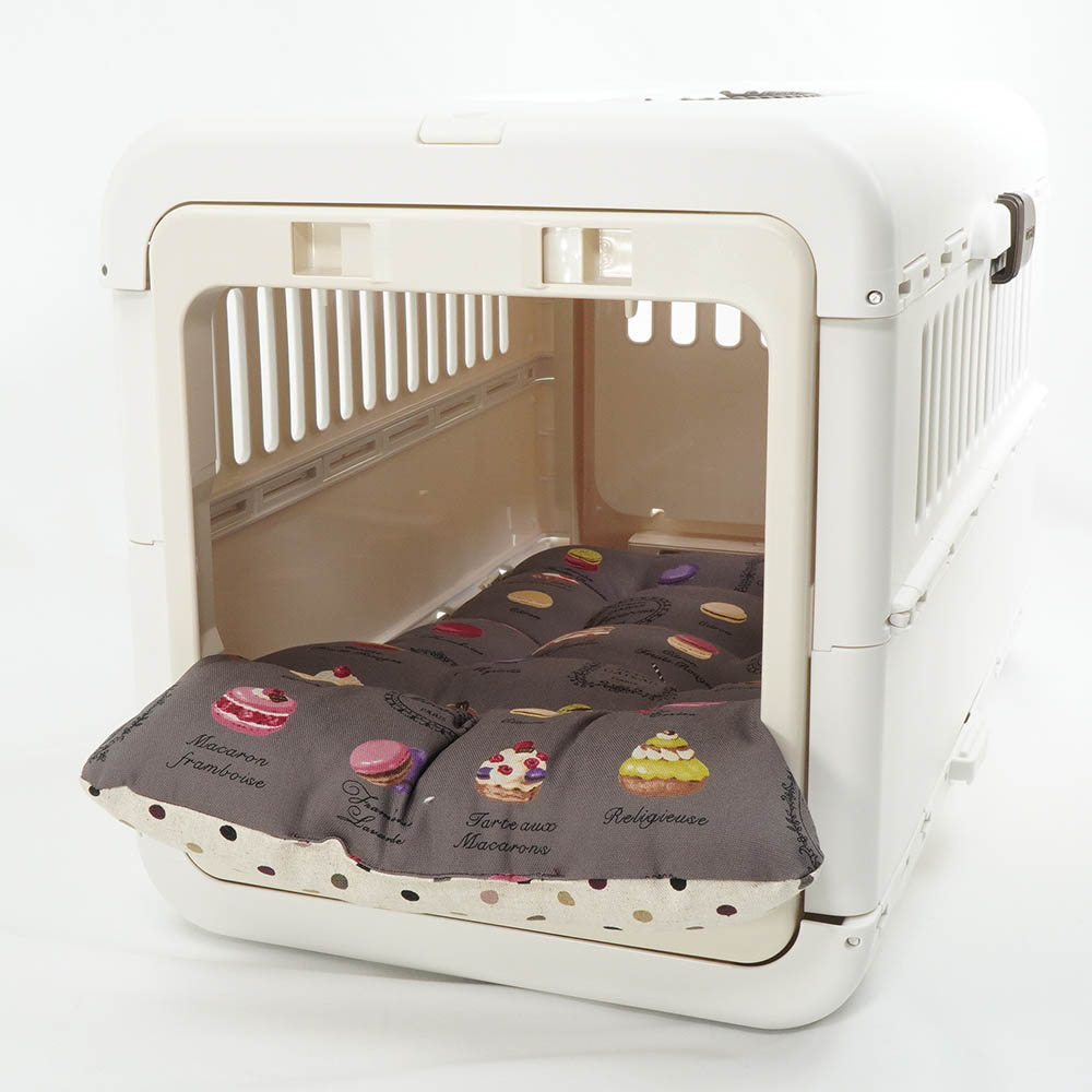 あごのせ縁無しクッション/クレートクッション マカロンチョコドット Sサイズ