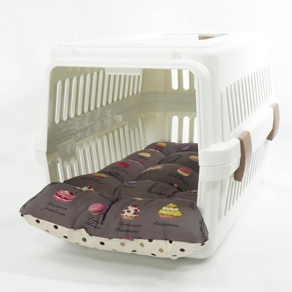 あごのせ縁無しクッション/クレートクッション マカロンチョコドット Sサイズ