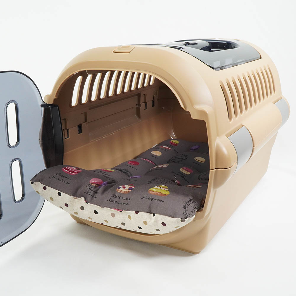 あごのせ縁無しクッション/クレートクッション マカロンチョコドット Sサイズ