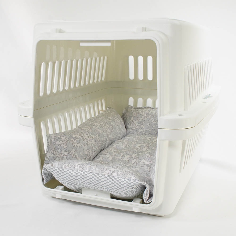【500円OFF】DOME3レギュラー用クッションセット 夏用ぷくぷく あごのせクッション＋夏用キャリークッションベッド Sサイズ 東洋紡iCOLD 接触冷感 リバティプリント Betsy グレー