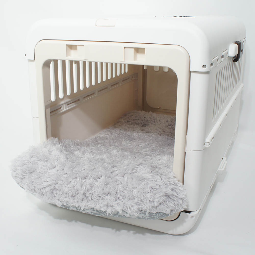 あごのせ縁無しクッション/クレートクッション ダマスク グレーファー Sサイズ